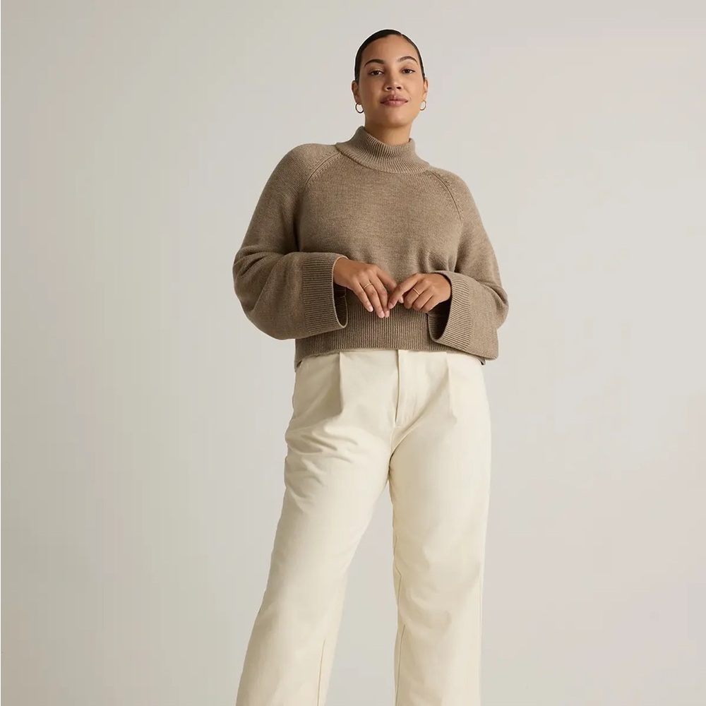 Australian Merino Wool Cropped Mock Neck Sweater